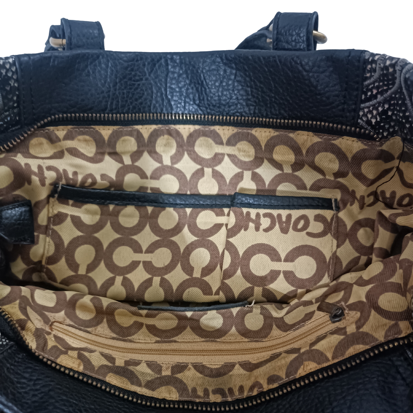 Vintage Coach Ashely Black and Silver Signature Print Satchel