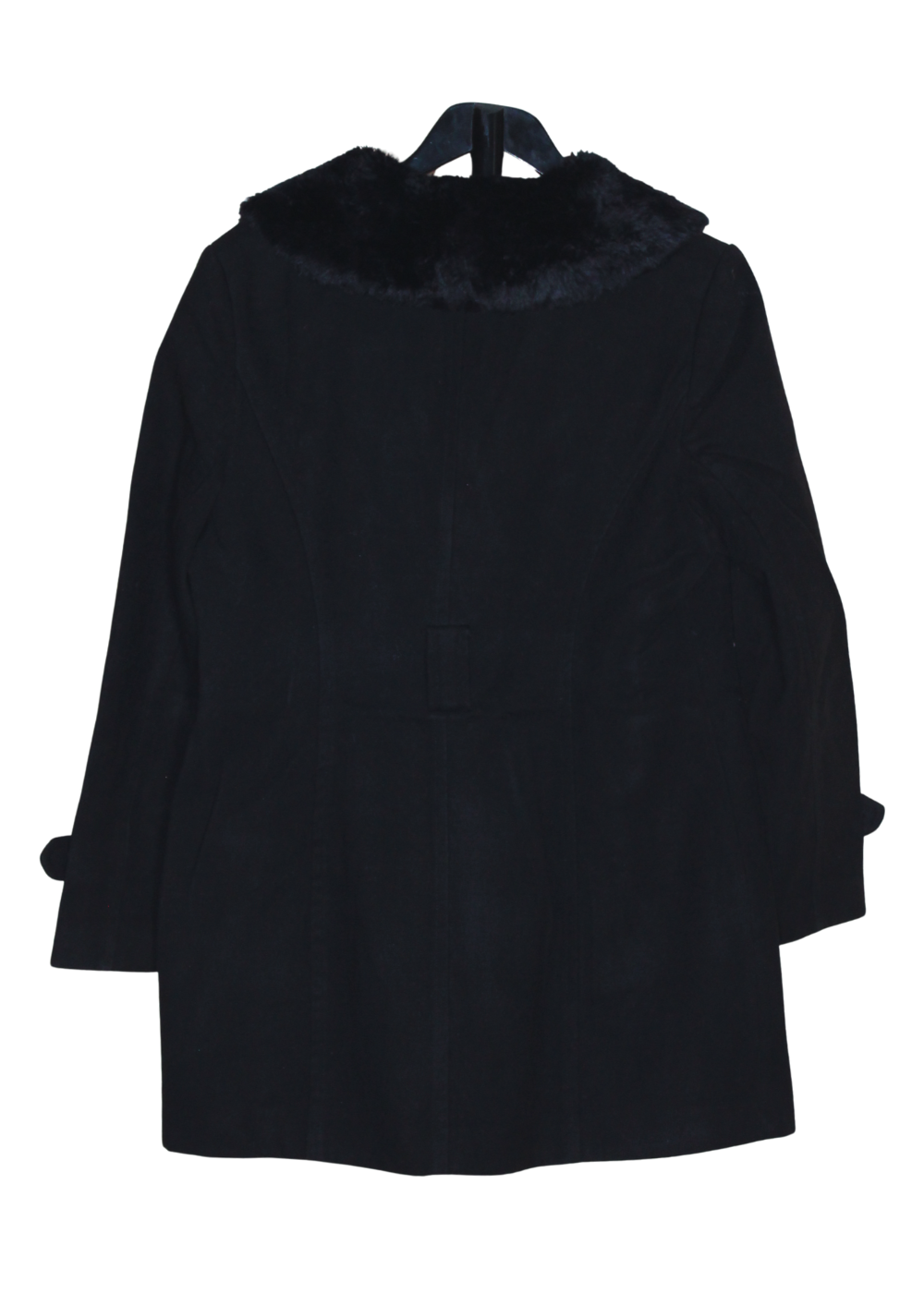 Black double-breasted coat with a Faux Fur Collar