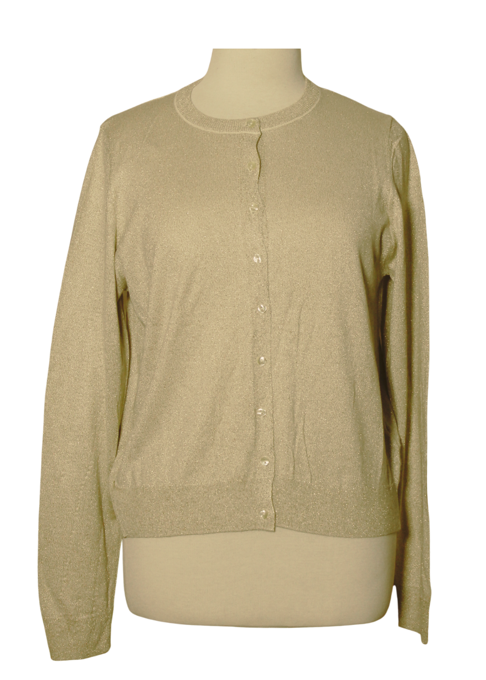 Golden Sparkly Crew Neck Cardigan