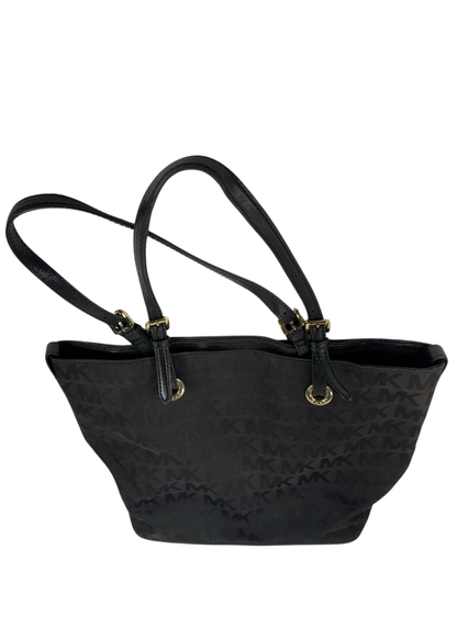 MK Jet set Black MK Print Canvas Tote