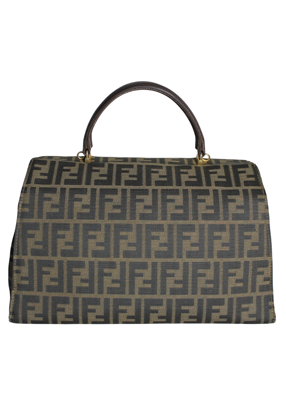 Fendi Brown Zucca Pattern Canvas Leather Handbag
