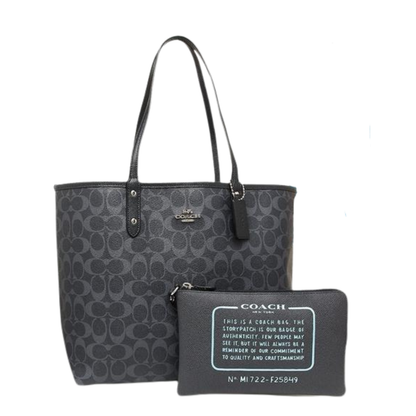 Reversible Signature City Tote with Removable Pouch