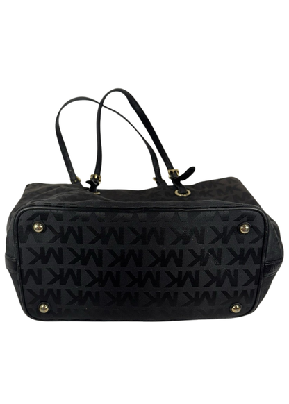 MK Jet set Black MK Print Canvas Tote
