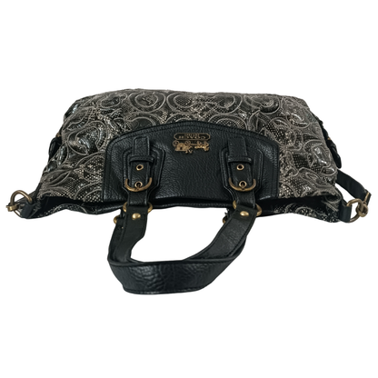 Vintage Coach Ashely Black and Silver Signature Print Satchel