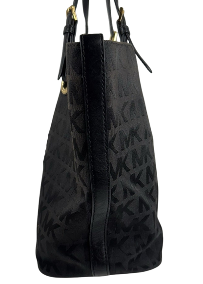 MK Jet set Black MK Print Canvas Tote