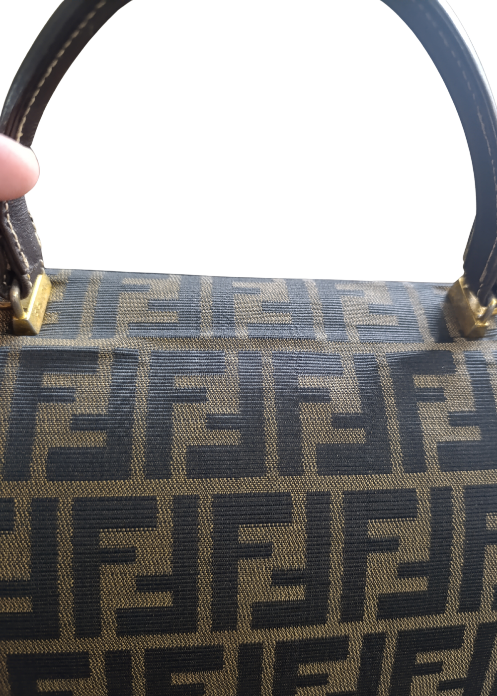 Fendi Brown Zucca Pattern Canvas Leather Handbag