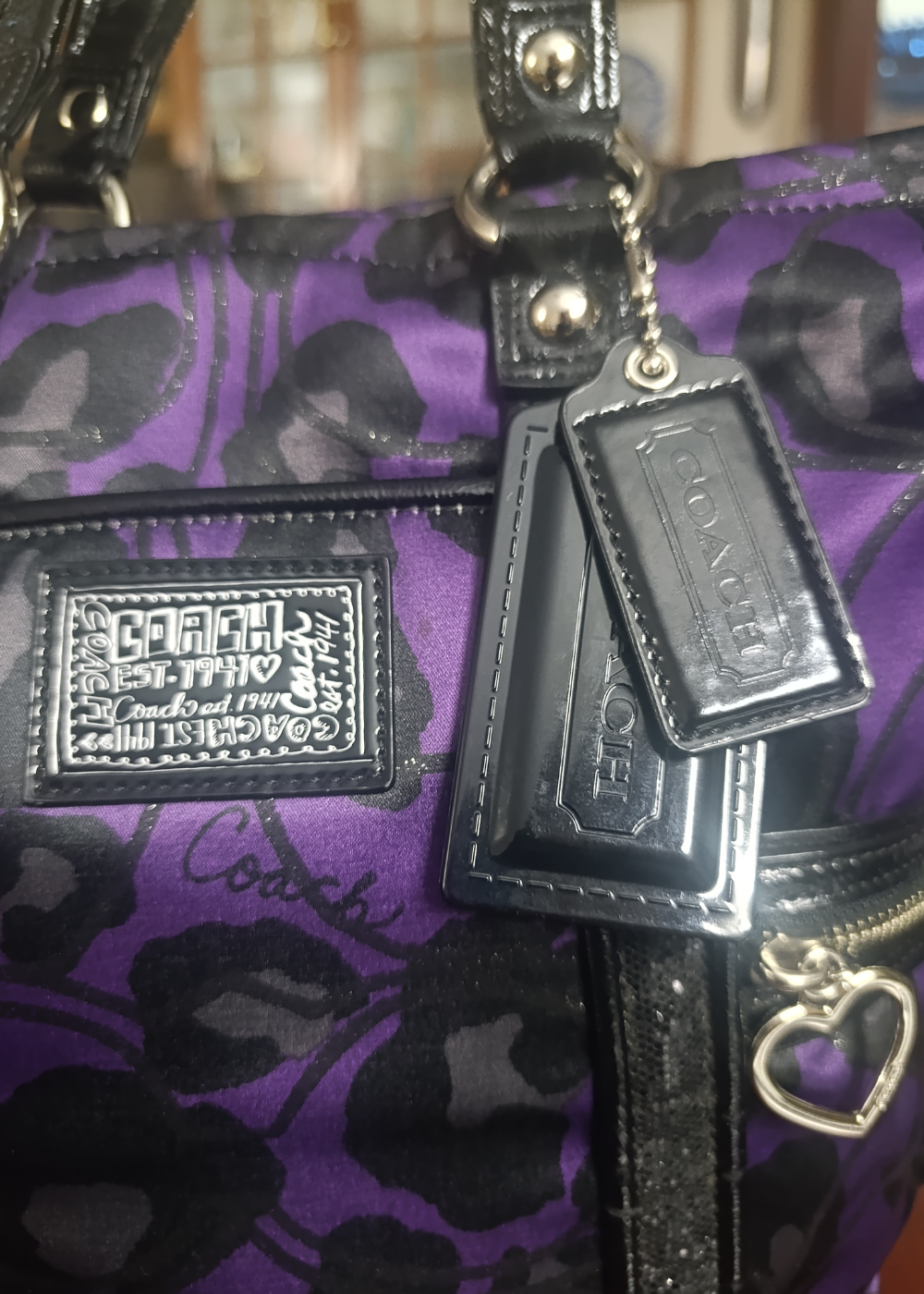 Coach Poppy Daisy Ocelot Glitter Shoulder Tote Handbag