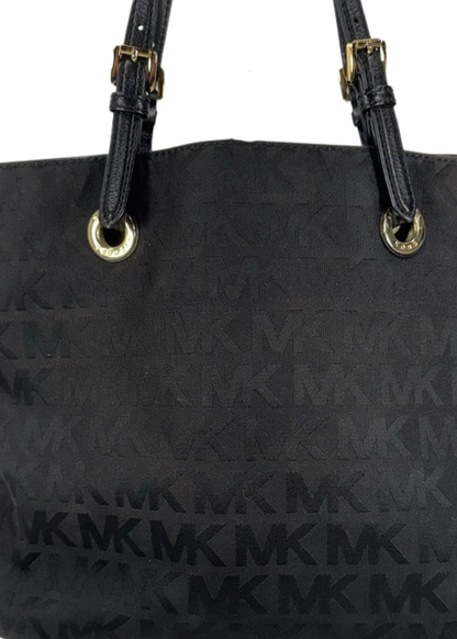 MK Jet set Black MK Print Canvas Tote