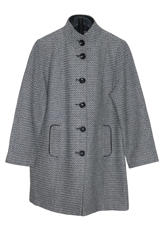 Standup collar Tweed long coat