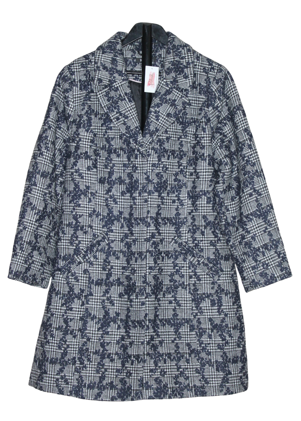 Floral check pattern winter coat