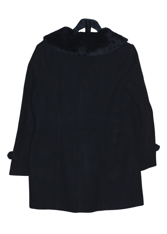 Black double-breasted coat with a Faux Fur Collar