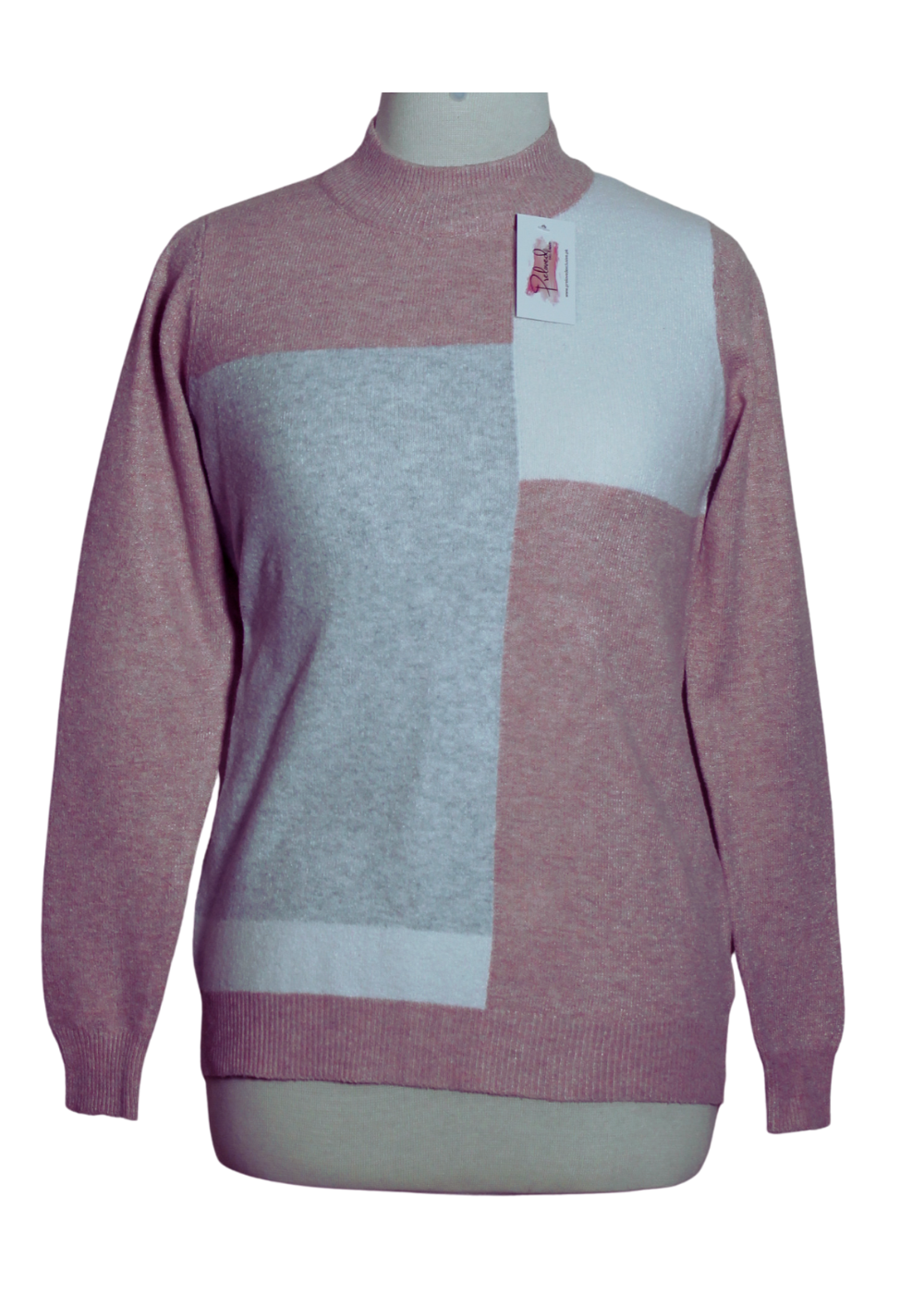 Color block Mock-Neck Pullover