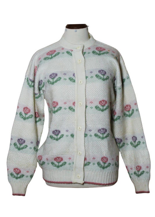 Floral Pattern Knitted Cardigan