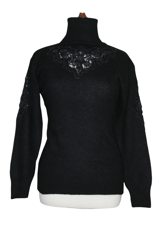 Woolen Embellished Turtle Neck