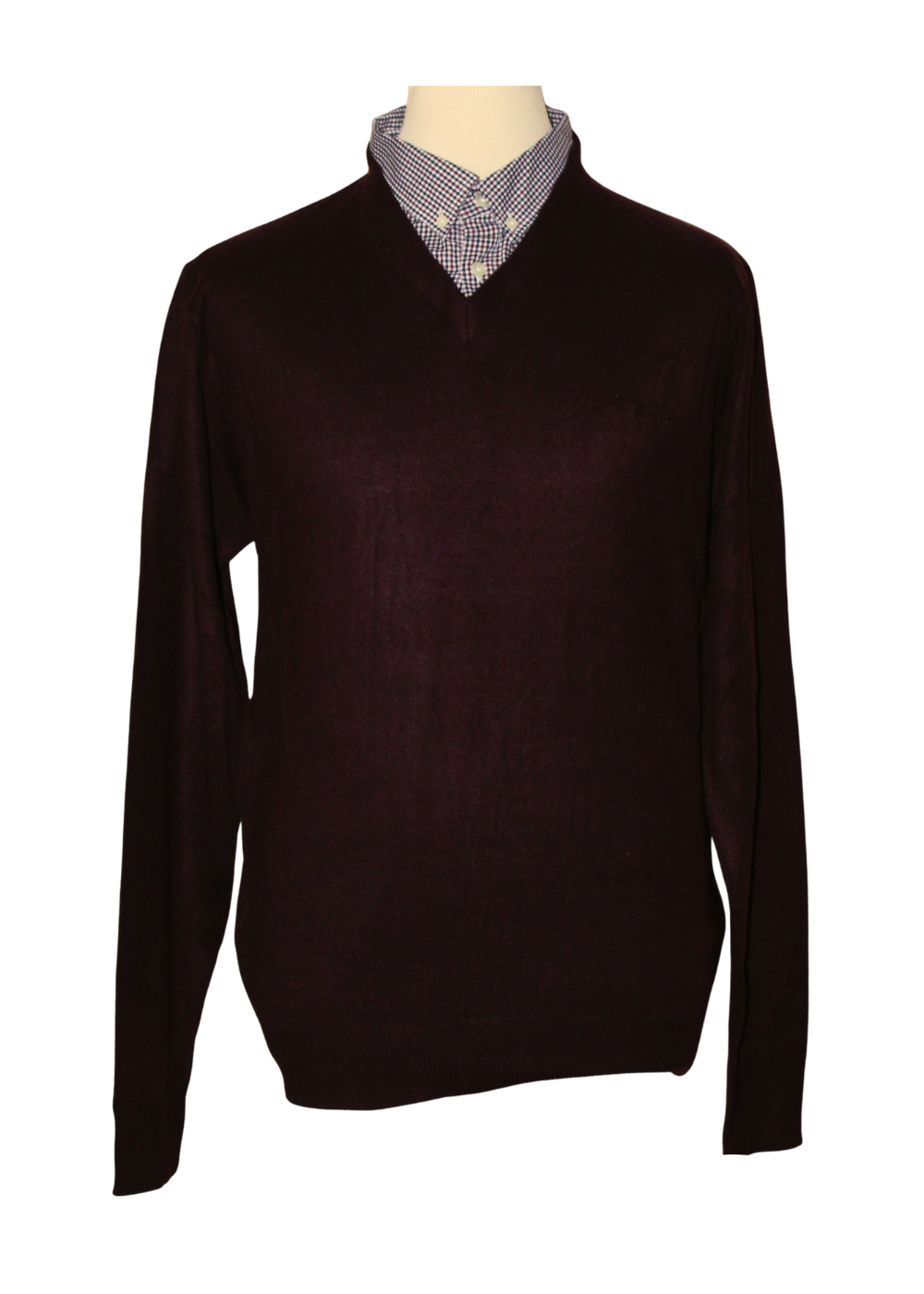 V-neck pullover with Mock Collar Insert