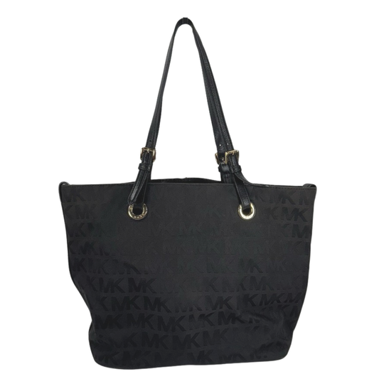 MK Jet set Black MK Print Canvas Tote